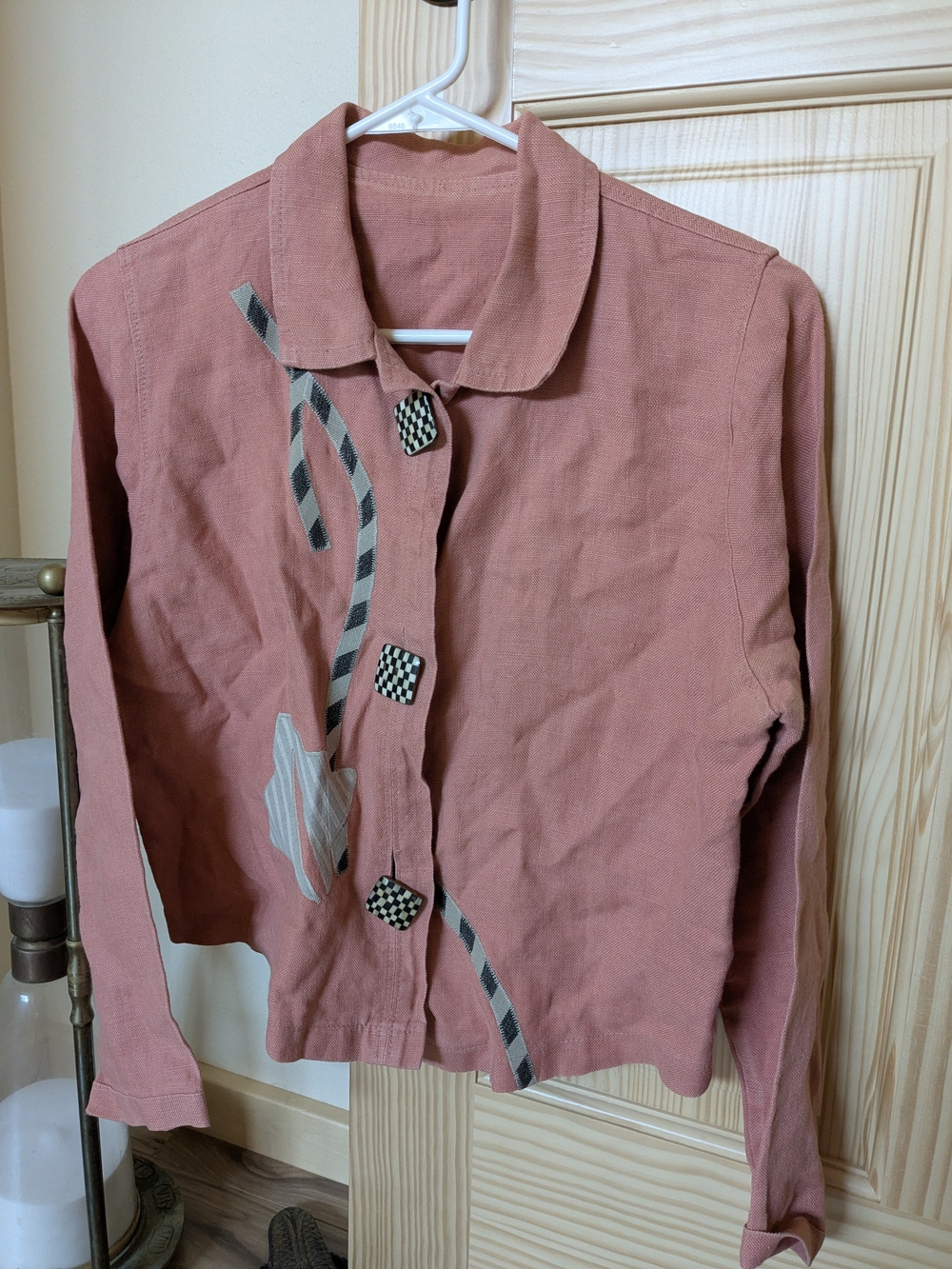 Vtg 80's Beppa Linen Dusty Rose Button-Front Jacket